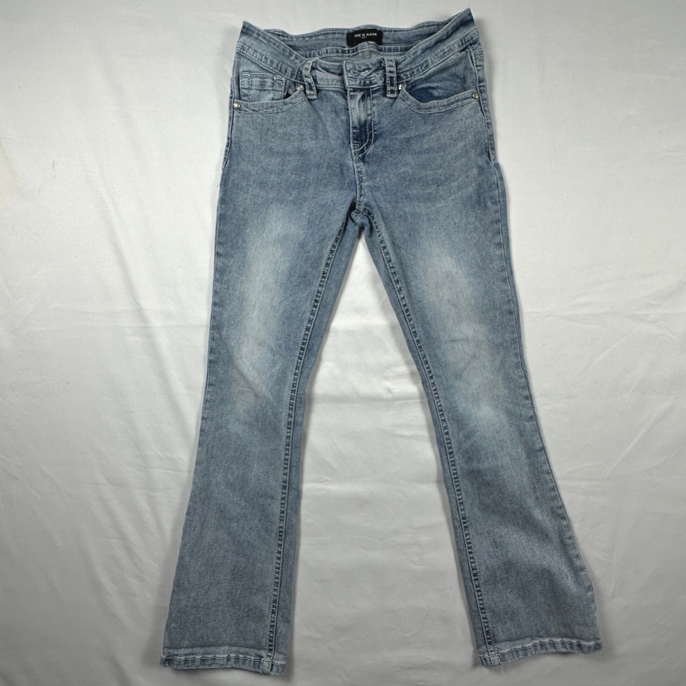 Fire & Rain Womens Light Wash Bootcut Jeans Size 9 Blue Denim Flap Pocket Y2K